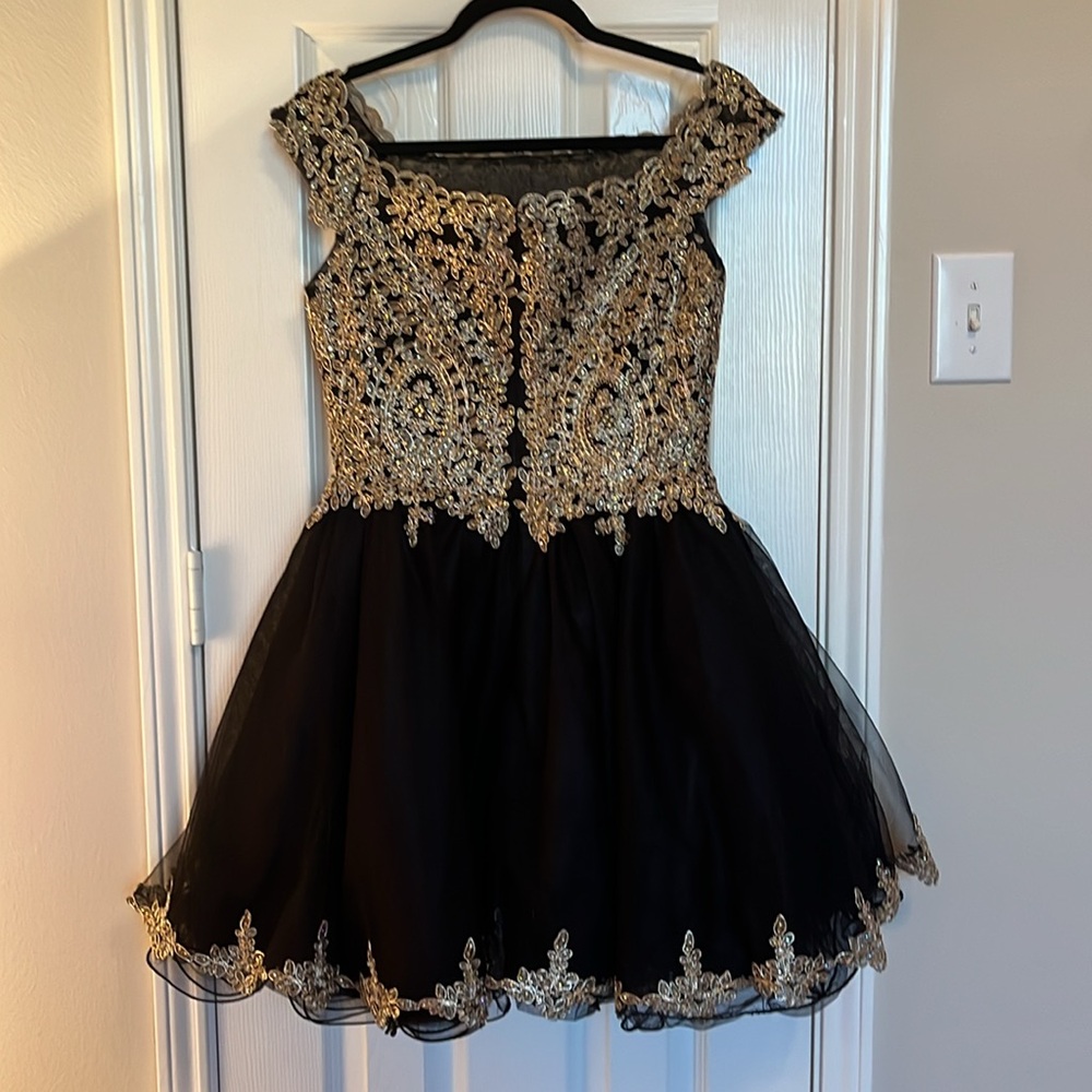 NWT Lenovia Off the shoulder Appliqué Tulle Dress - Picture 7 of 15